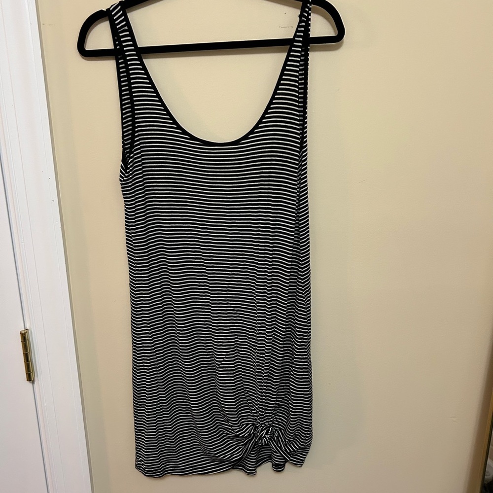 Open back striped t shirt dress